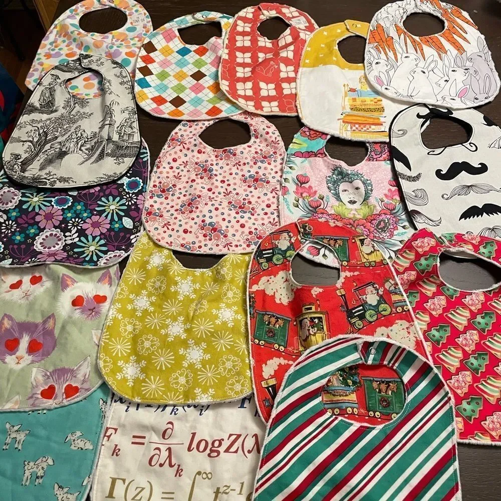 17 Custom Handmade Infant Bibs Gorgeous Patterns and Prints!!